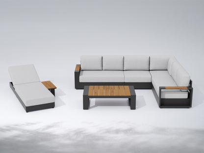 Modular Outdoor Sectional Sofa Set with Sun Lounger