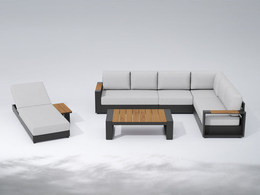 Modular Outdoor Sectional Sofa Set with Sun Lounger