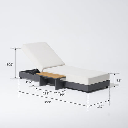 Aluminum outdoor chaise lounge adjustable backrest olefin cushion