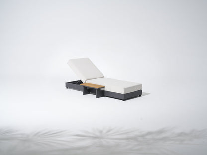 Modern lounge chair with a white seat and black base