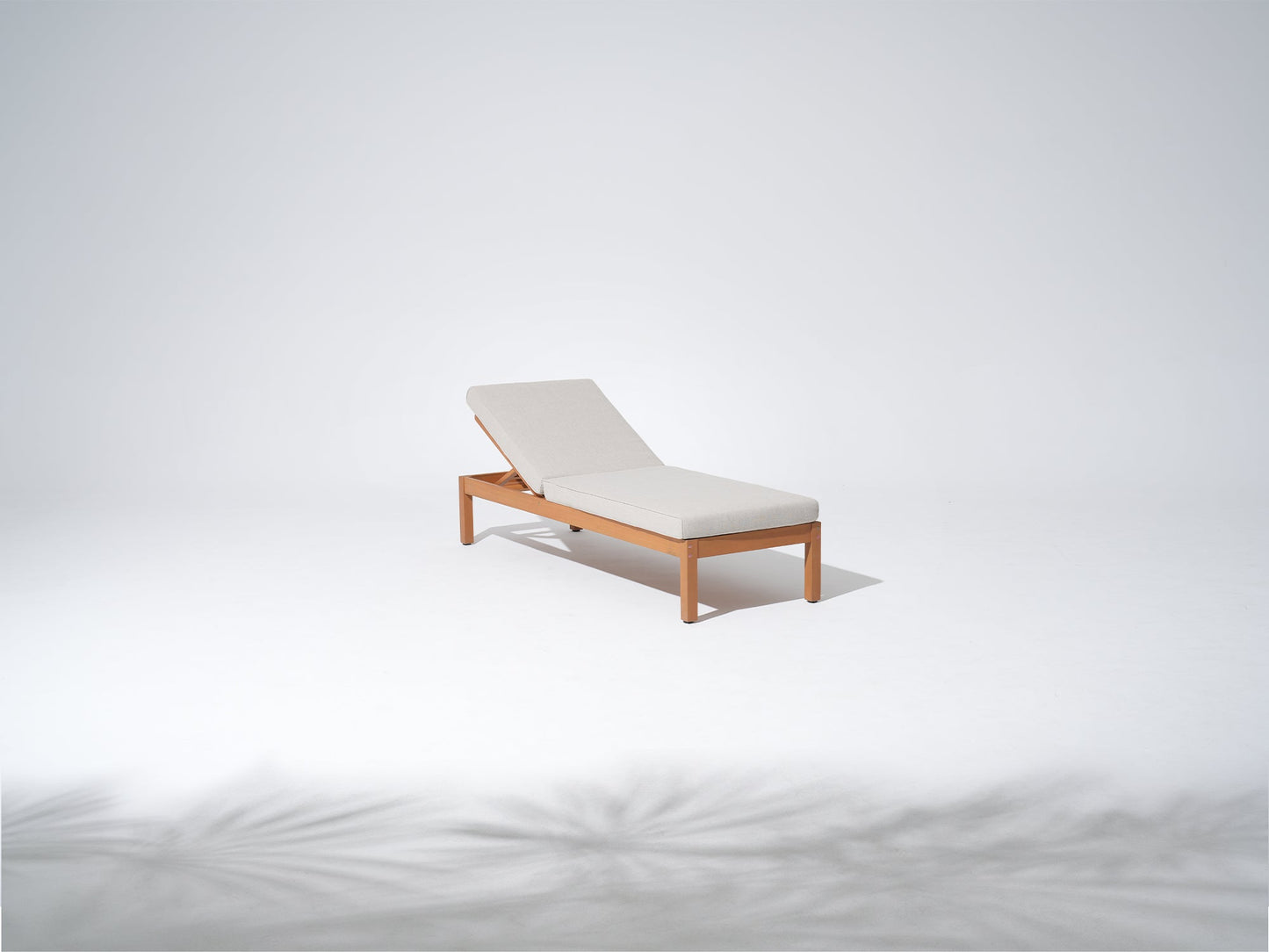Outdoor chaise lounge adjustable backrest eucalyptus linen cushion