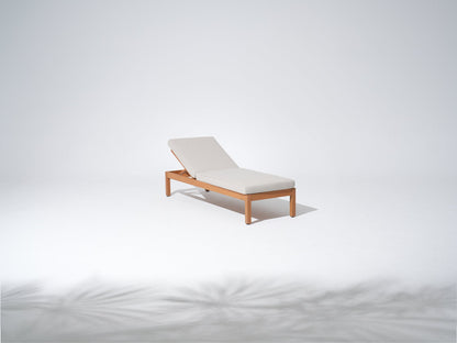 Outdoor chaise lounge adjustable backrest eucalyptus linen cushion