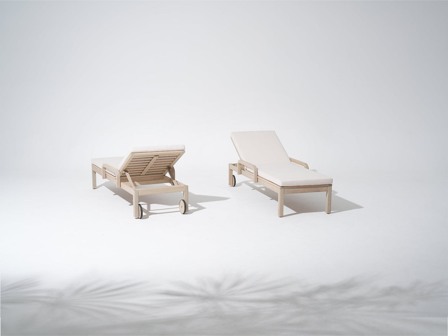Cali Wooden Outdoor Lounger with Wheels, Adjustable Backrest & Thick Cushion- Jardina Premium Modern Outdoor Patio Furniture