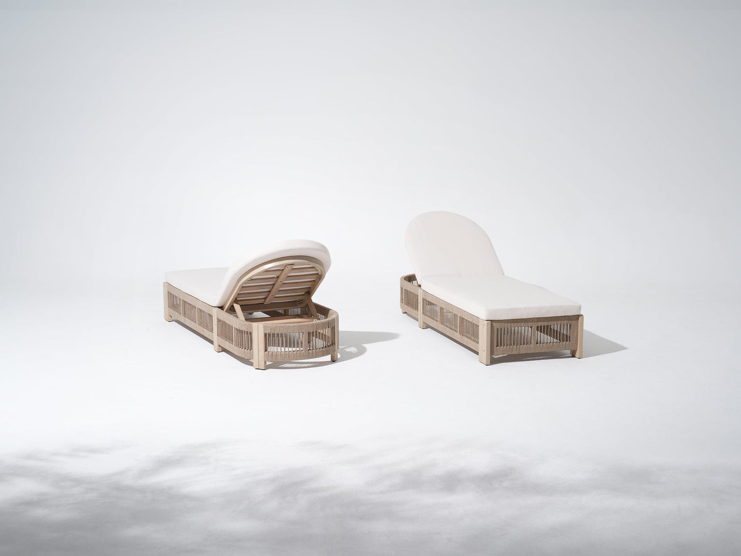 Foristern Wooden Outdoor Chaise Lounge Chair, Rope Design, Adjustable Backrest with Thick Cushion- Jardina Premium Modern Outdoor Patio Furniture