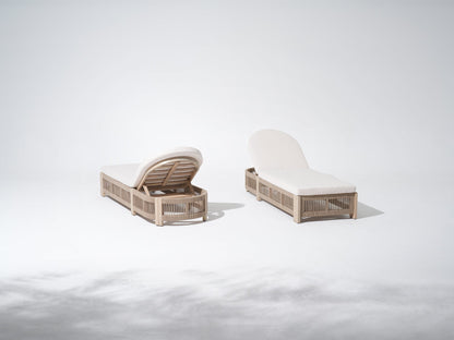 Foristern Wooden Outdoor Chaise Lounge Chair, Rope Design, Adjustable Backrest with Thick Cushion- Jardina Premium Modern Outdoor Patio Furniture