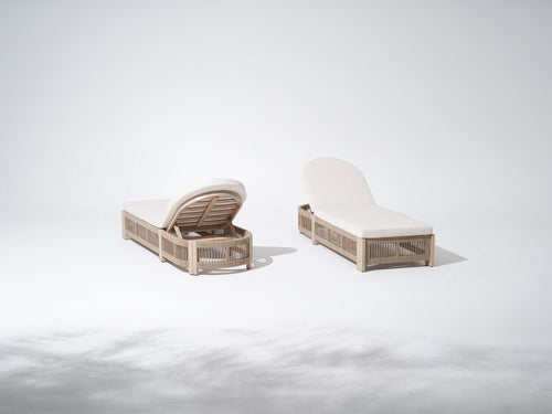 Foristern Wooden Outdoor Chaise Lounge Chair, Rope Design, Adjustable Backrest with Thick Cushion- Jardina Premium Modern Outdoor Patio Furniture