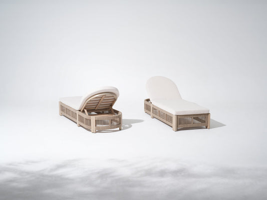 Foristern Wooden Outdoor Chaise Lounge Chair, Rope Design, Adjustable Backrest with Thick Cushion- Jardina Premium Modern Outdoor Patio Furniture