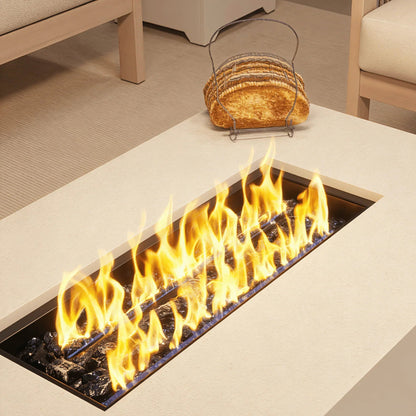 Aluminum l shape outdoor sectional sofa set with fire pit table