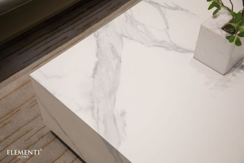 Carrara Marble Coffee Table - Rectangle - Indoor/Outdoor