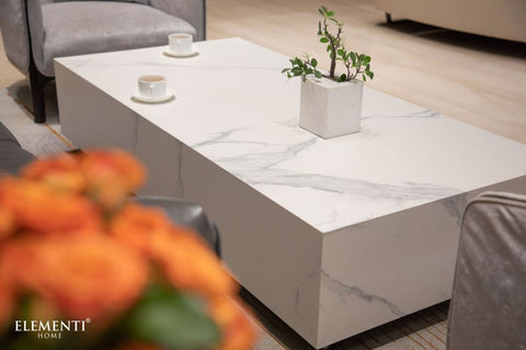 Carrara Marble Coffee Table - Rectangle - Indoor/Outdoor