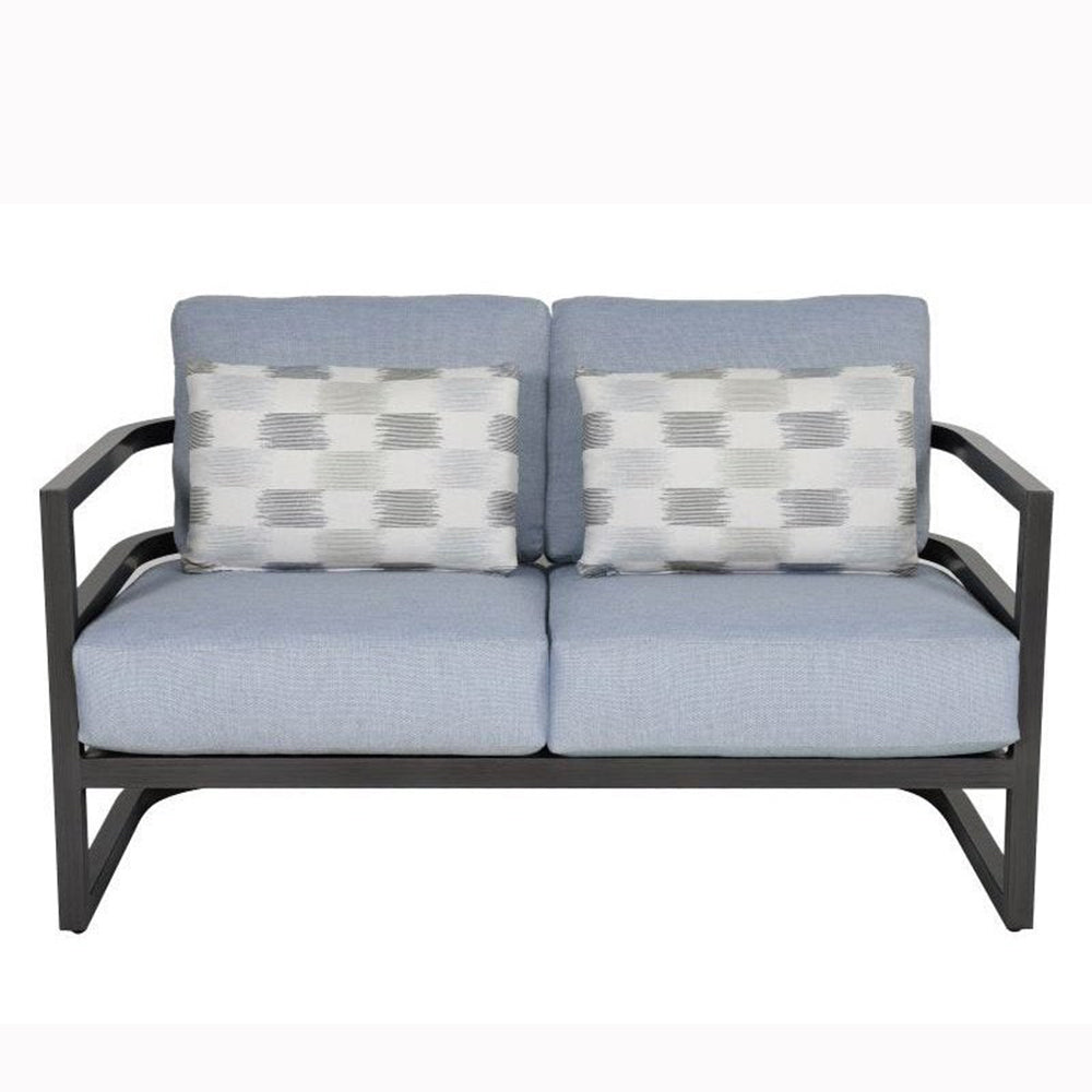 Castelle Gala Cushioned Loveseat w/ Two Accent Pillows