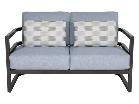 Castelle Gala Cushioned Loveseat w/ Two Accent Pillows