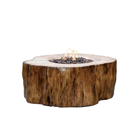 Elementi Manchester Fire Table in Redwood Finish with Real Wood Log Aesthetics