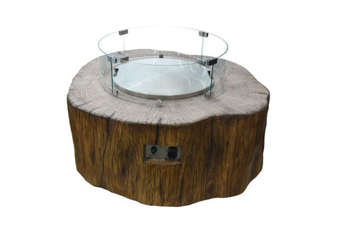 Elementi Manchester Fire Table in Redwood Finish with Real Wood Log Aesthetics