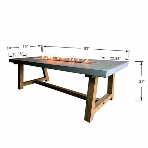 Elementi Sonoma Rectangle Fire Dining Table