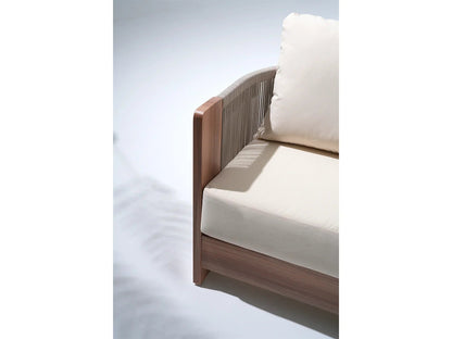 3 Piece Rope Rattan Outdoor Set with Swivel Chair Table
