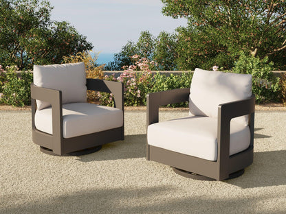 Aluminum Outdoor Sofa Set with Fire Pit and Swivel Chairs
