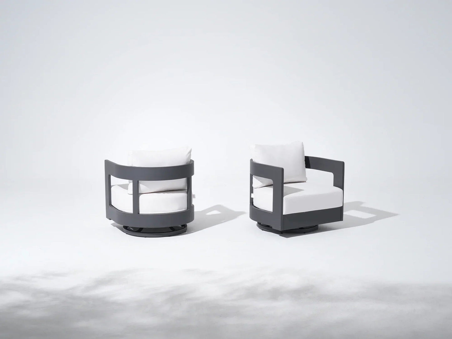 Aluminum Outdoor Sofa Set with Fire Pit and Swivel Chairs