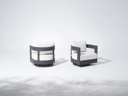 Aluminum Outdoor Sofa Set with Fire Pit and Swivel Chairs