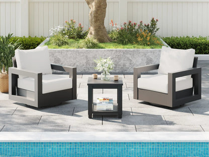 Aluminum Outdoor Swivel Chairs with Side Table Set