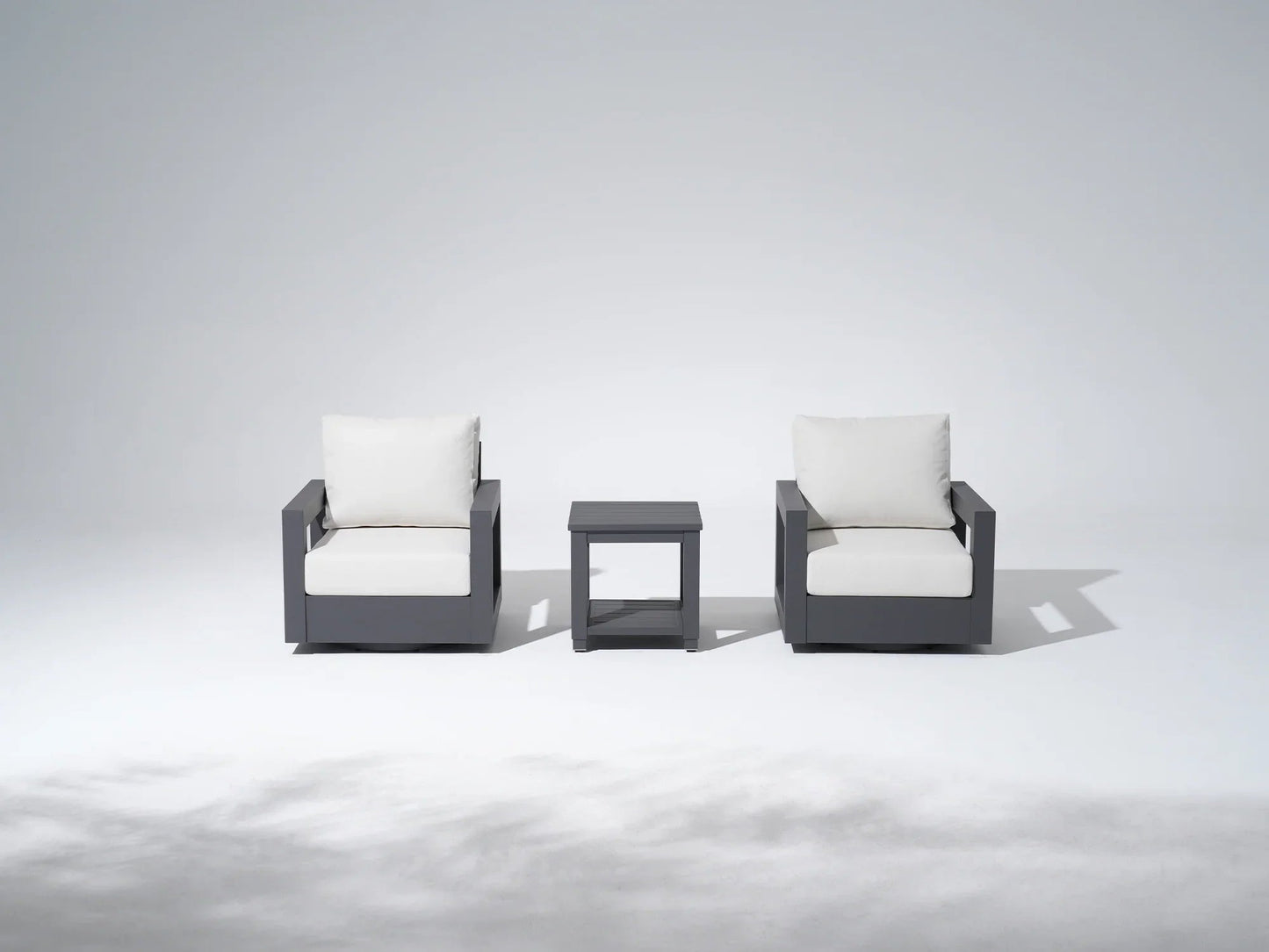 Aluminum Outdoor Swivel Chairs with Side Table Set