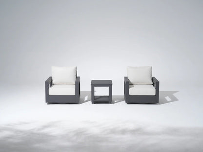Aluminum Outdoor Swivel Chairs with Side Table Set