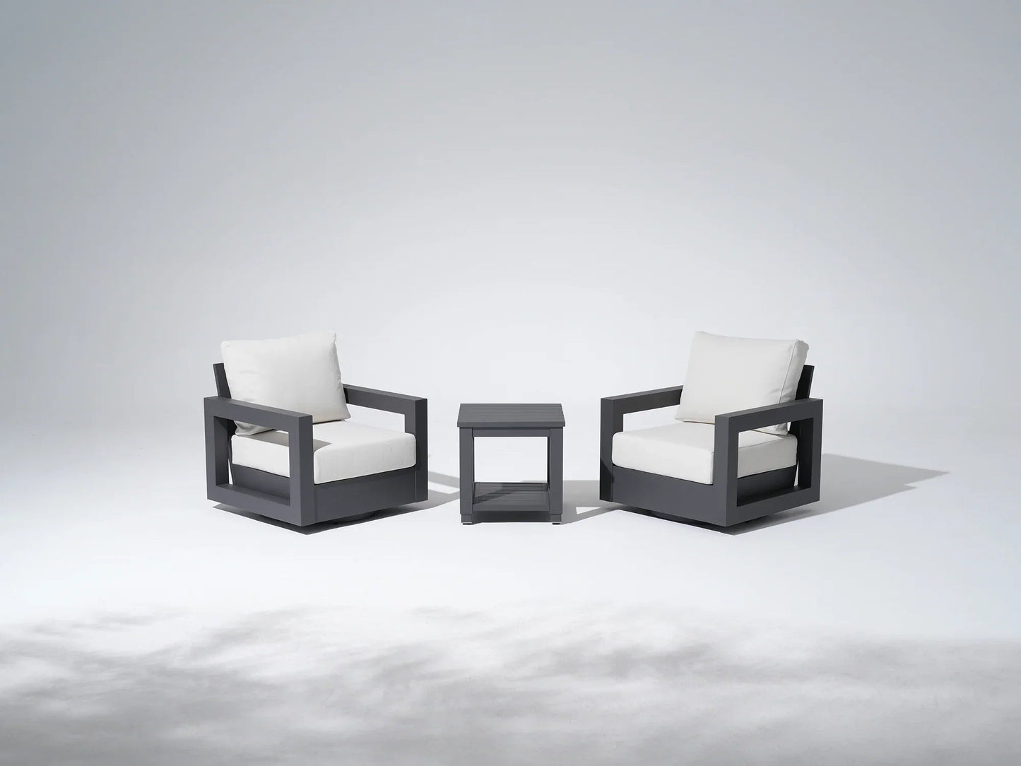 Aluminum Outdoor Swivel Chairs with Side Table Set