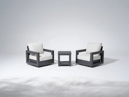 Aluminum Outdoor Swivel Chairs with Side Table Set