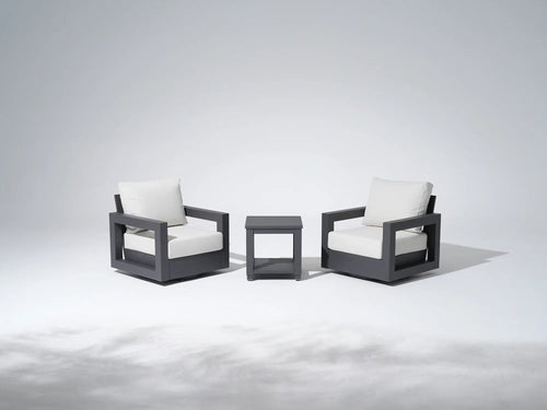 Aluminum Outdoor Swivel Chairs with Side Table Set