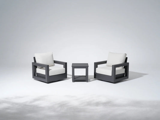Aluminum Outdoor Swivel Chairs with Side Table Set
