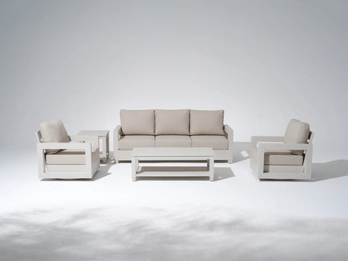 Aluminum Outdoor Sofa Set with Swivel Chairs and Tables