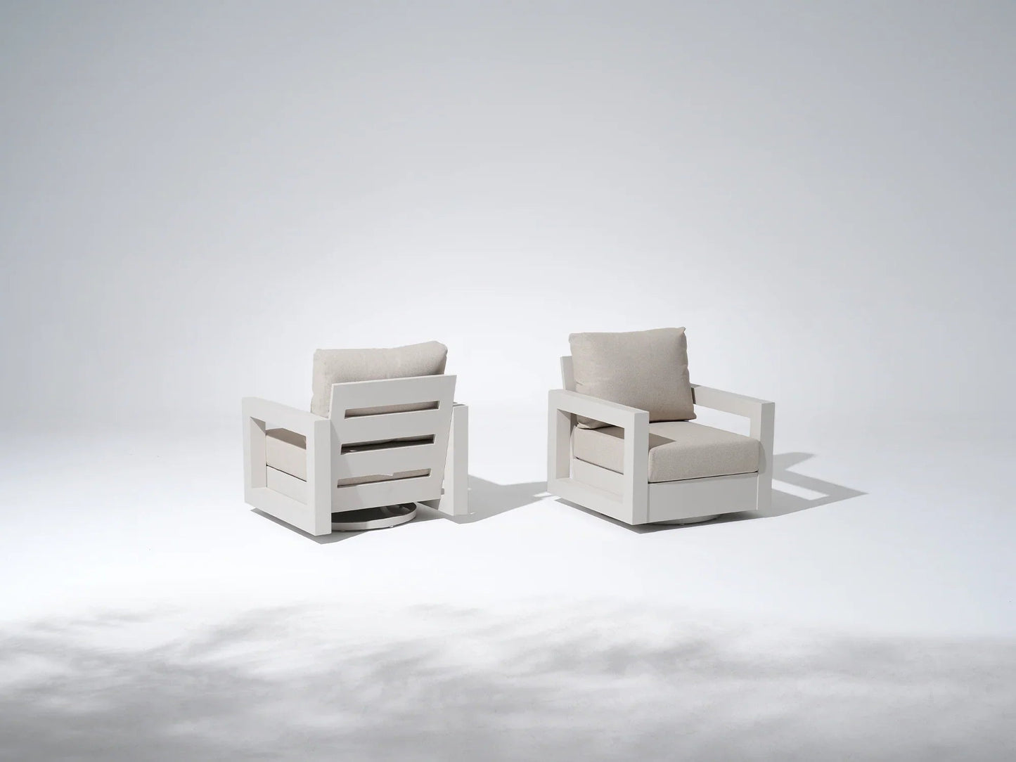 Aluminum Outdoor Sofa Set with Swivel Chairs and Tables