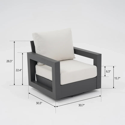 Aluminum Outdoor Swivel Chairs with Side Table Set