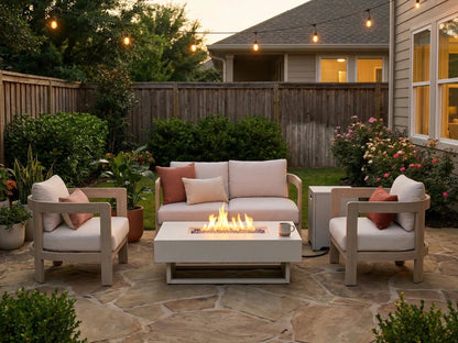 Rectangular Outdoor Propane Fire Pit with Tank Holder