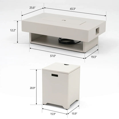 Rectangular Outdoor Propane Fire Pit with Tank Holder