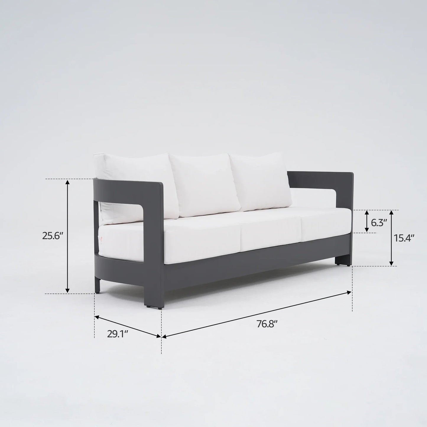 Aluminum Outdoor Sofa Set with Fire Pit and Swivel Chairs