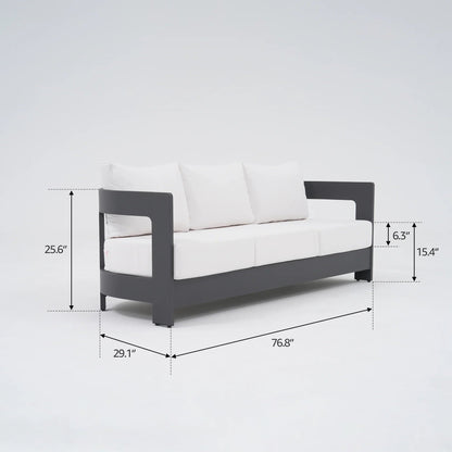 Aluminum Outdoor Sofa Set with Fire Pit and Swivel Chairs