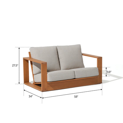 4 seat eucalyptus outdoor fire pit furniture set
