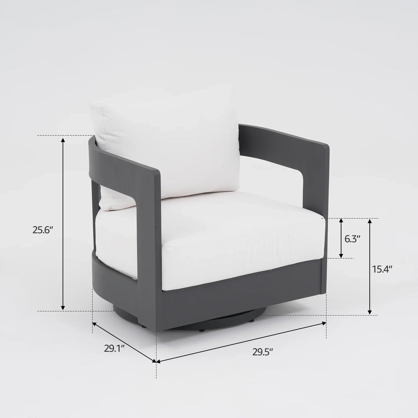 Aluminum Outdoor Sofa Set with Fire Pit and Swivel Chairs