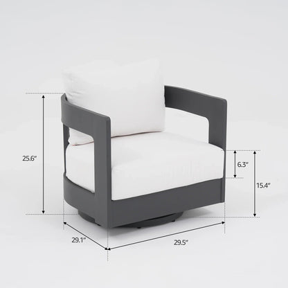 Aluminum Outdoor Sofa Set with Fire Pit and Swivel Chairs