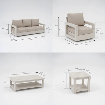 Aluminum Outdoor Sofa Set with Swivel Chairs and Tables