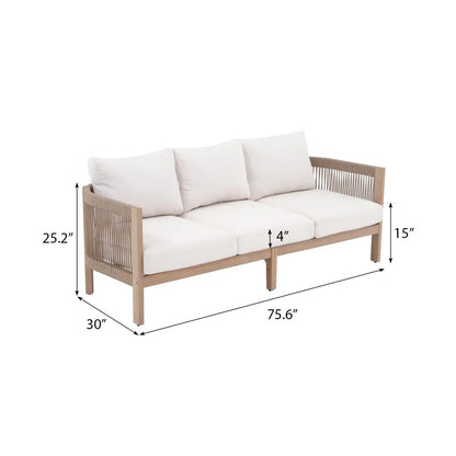 Wooden outdoor furniture set with fire pit table
